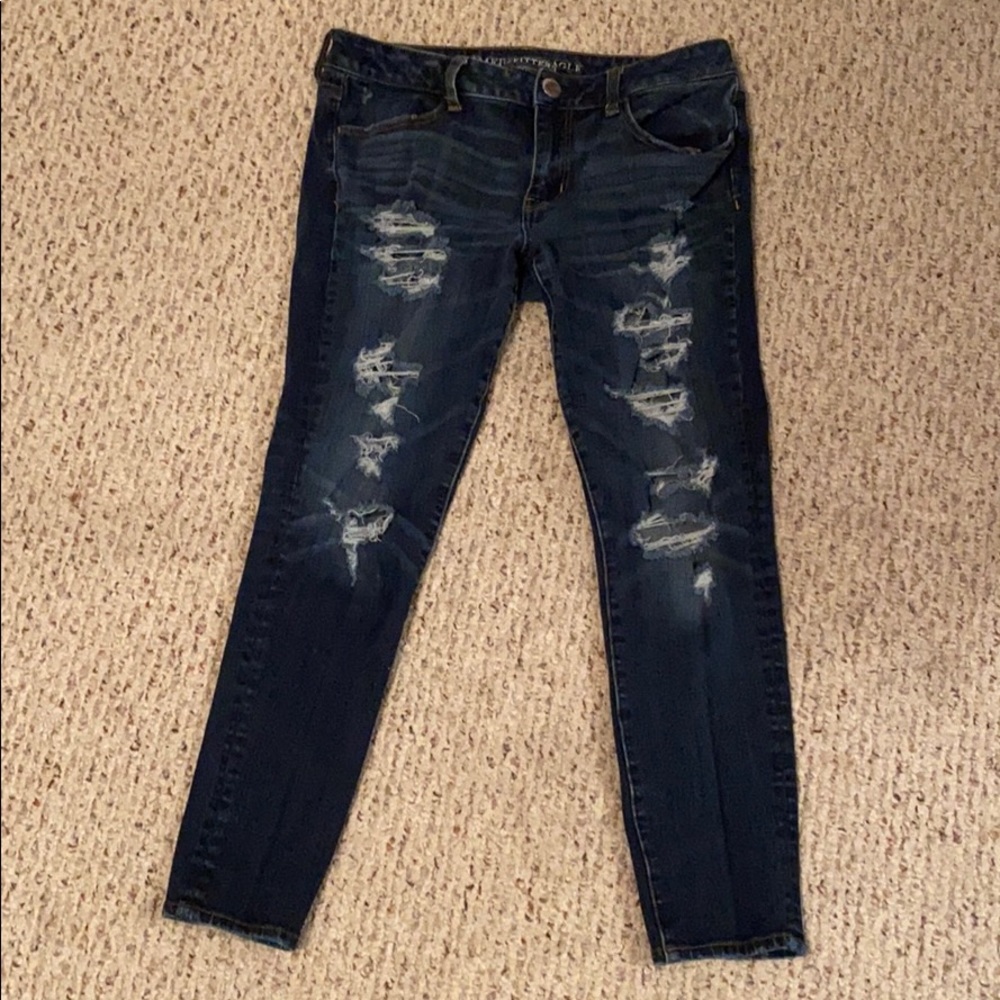 American Eagle Dark Wash Ripped Jeans